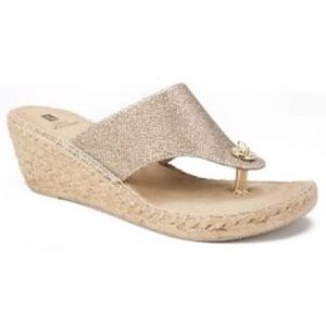 White Mountain Glitter Wedge Sandals